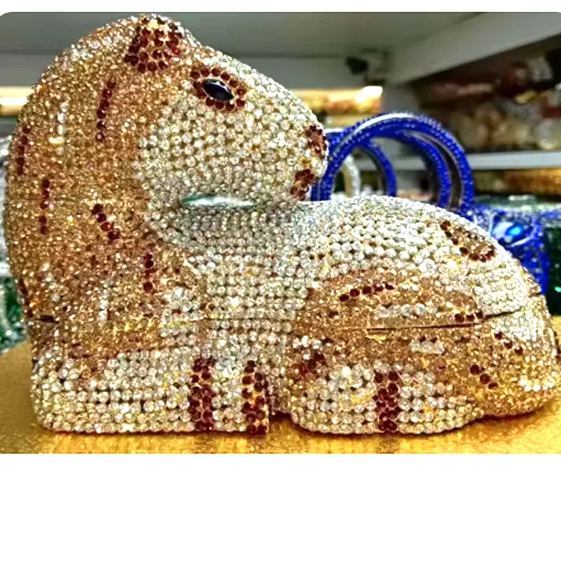 XIYUAN Luxury Unicorn Crystal Clutches Women Party Evening Bag Diamonds Purses Lady Wedding Phone Handbag Designer Bridal Purse