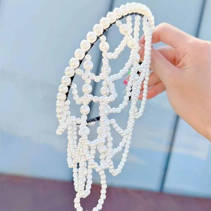 2026 Fashionable And Sweet Bridal Headpiece Accessory - Hairband Tassel Headband With Pearl Forehead Decoration