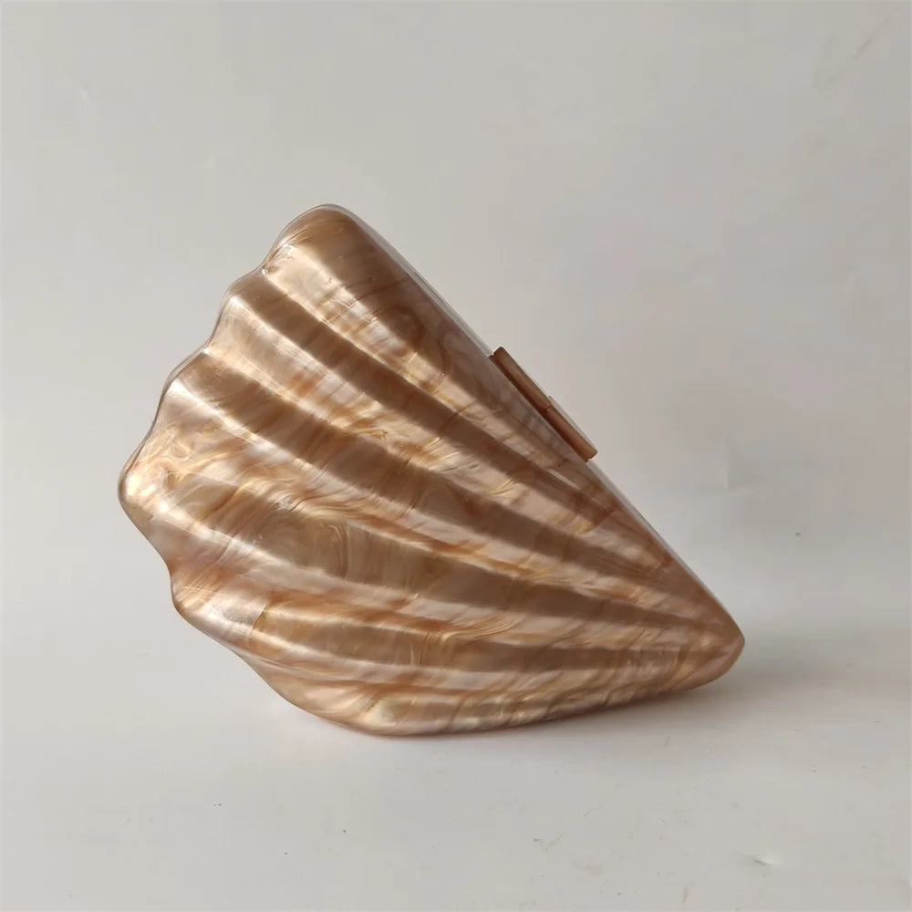 Shell Marble Pearl Box Clutch