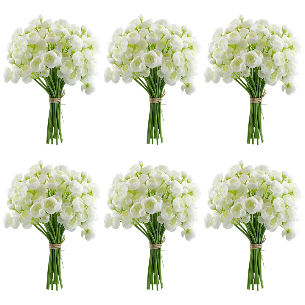 24Pcs Bride Handmade Bouquet Artificial Rose Flowers Wedding Bridesmaids Photography Props Home Decoration Mini Lotus Bouquet