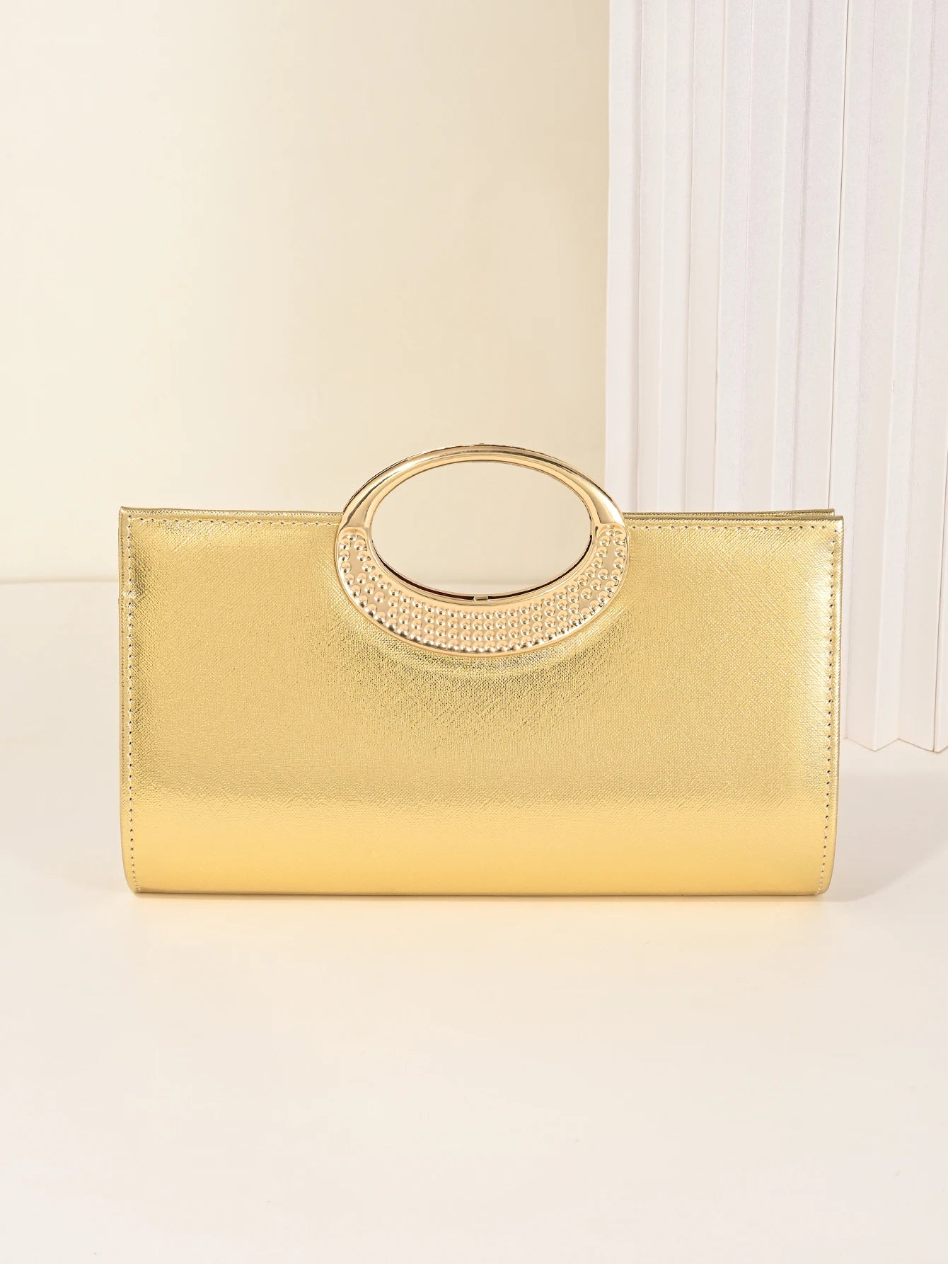Women's Dinner Bag, European and American Retro Big Ring Clutch, Advanced Texture Diamond Flash Bridal Dinner Bag