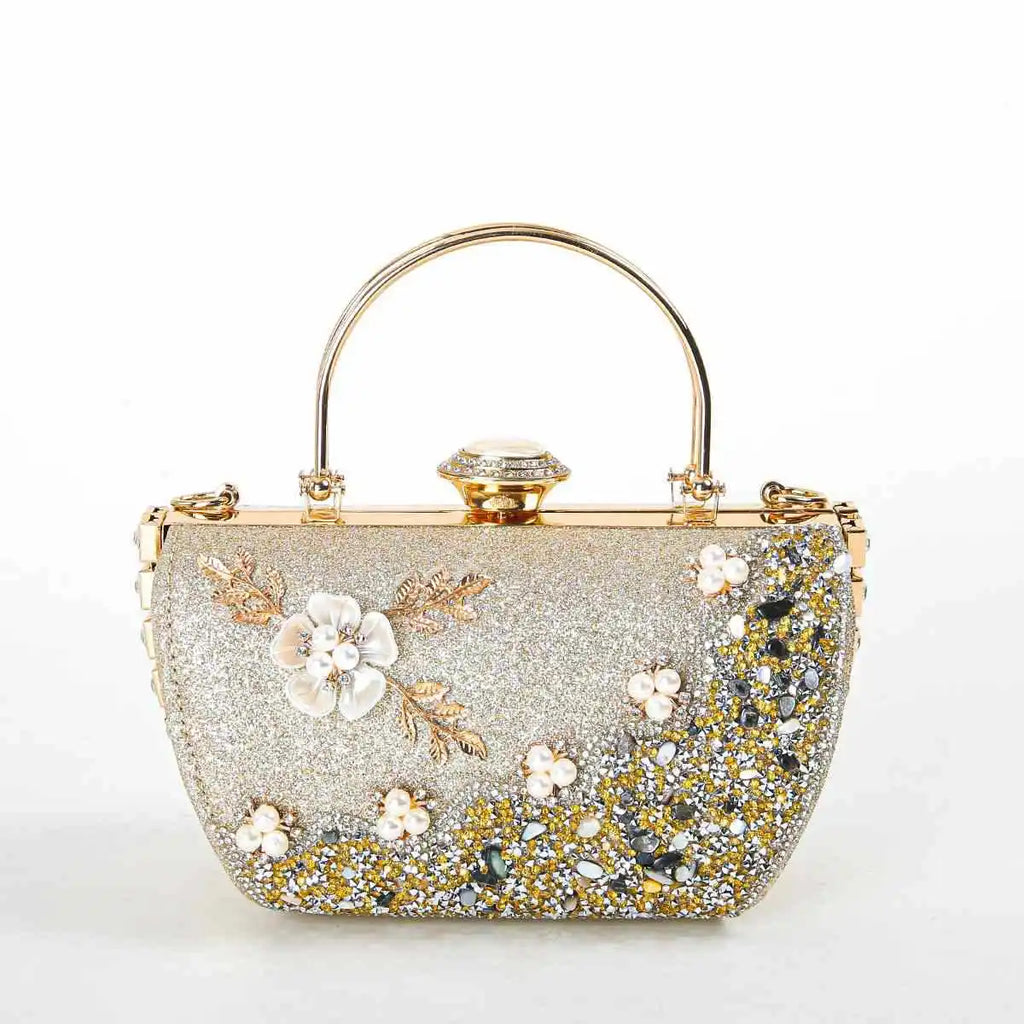2024 New Arrival Flower Crystal Wedding Bridal Clutch Purse Luxury Designer Women's Dinner Party Cocktail Handbags Diamond Bags