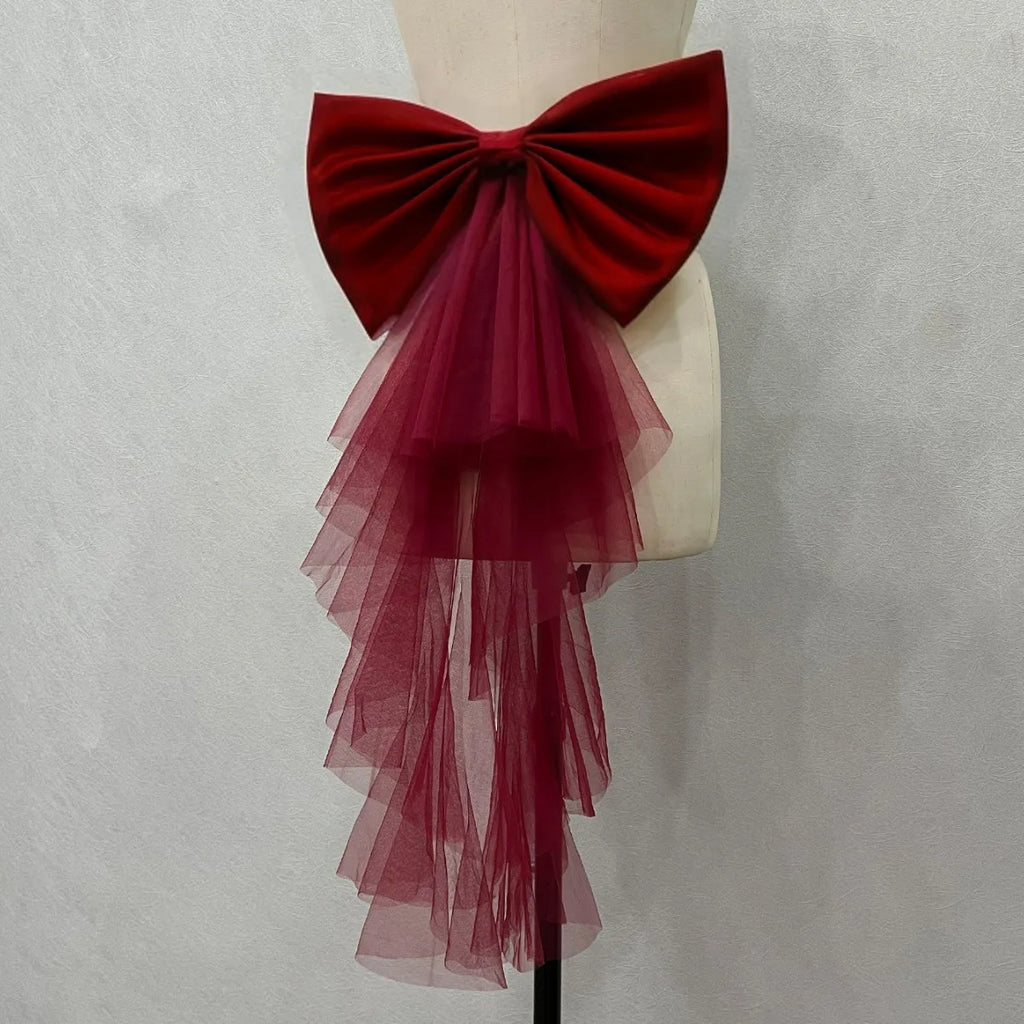 Detachable Satin & Tulle Bow Bridal Belt