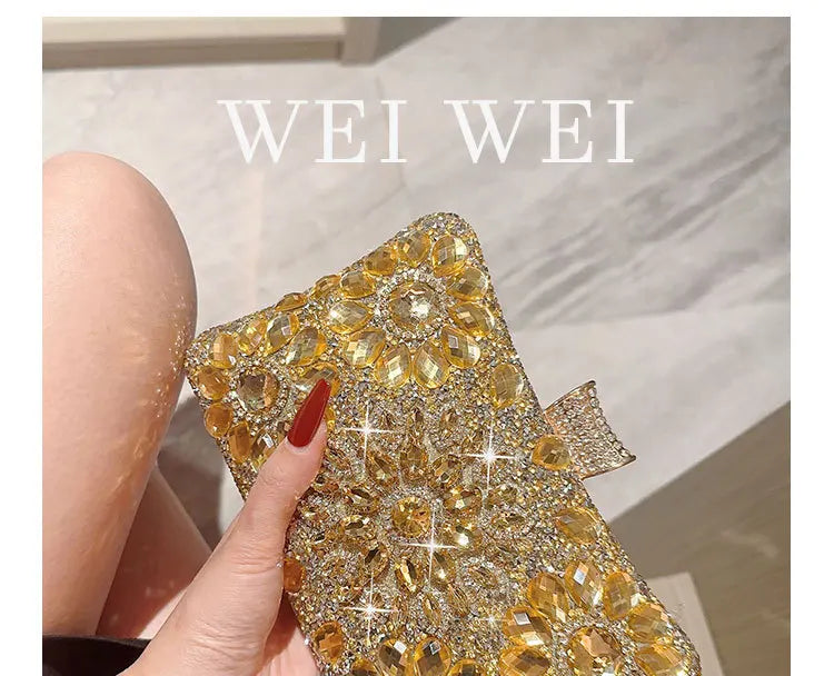 Choice Rhinestone Beaded Clutch Evening Bag Women Wedding Party Purse Evening Banquet Bag European Exquisite Bridal Purse para
