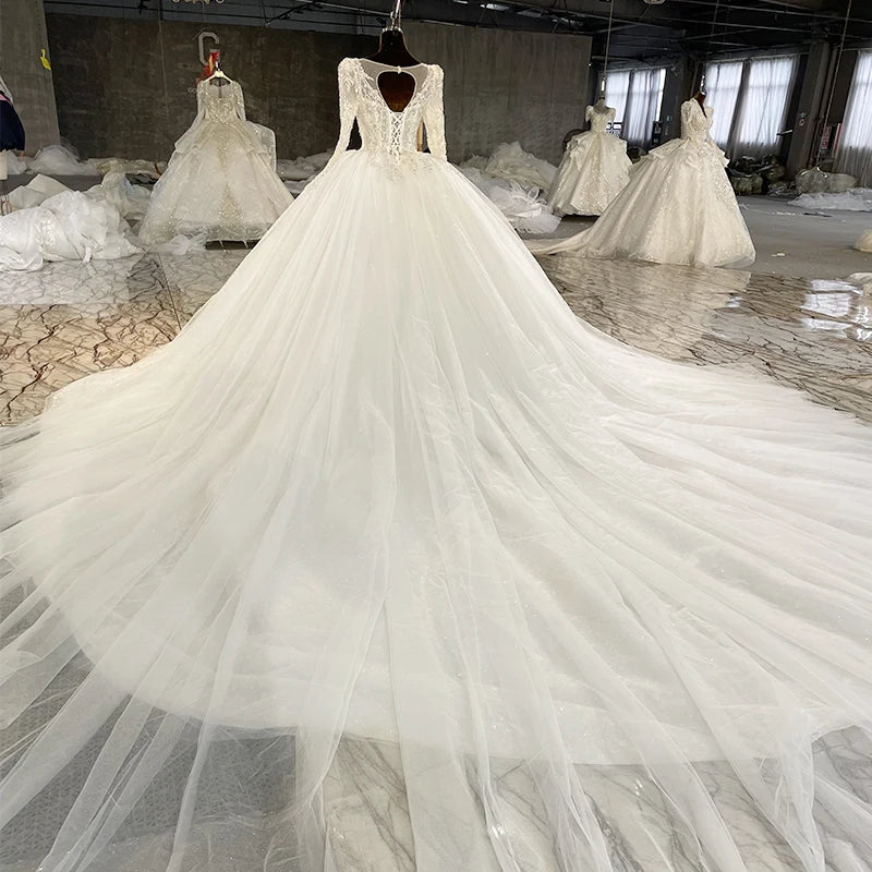 Beaded Crystal Square-Neck Organza Ball Gown Wedding Dress