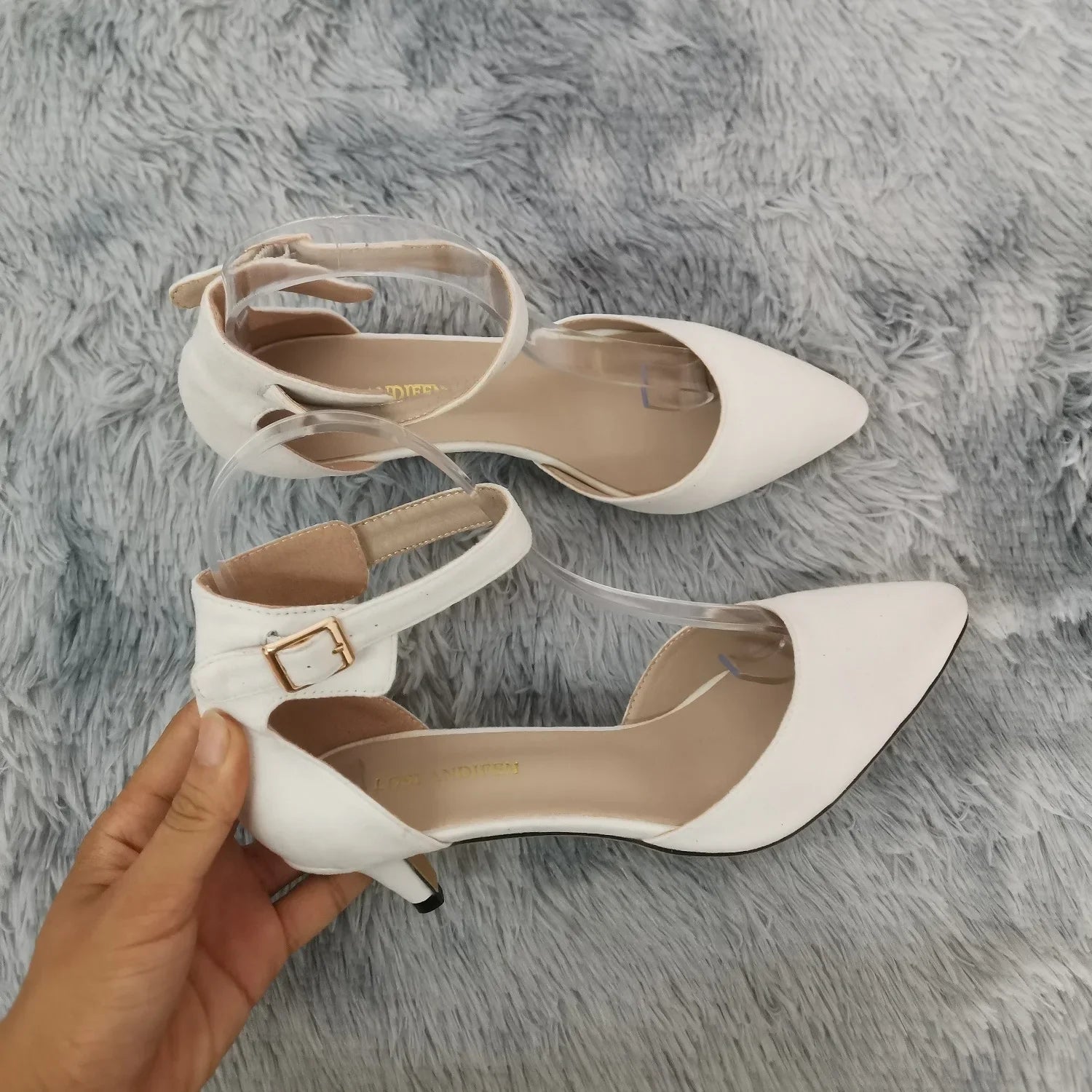 Suede Thick-Heel Open-Toe Bridal Ankle-Strap Sandals