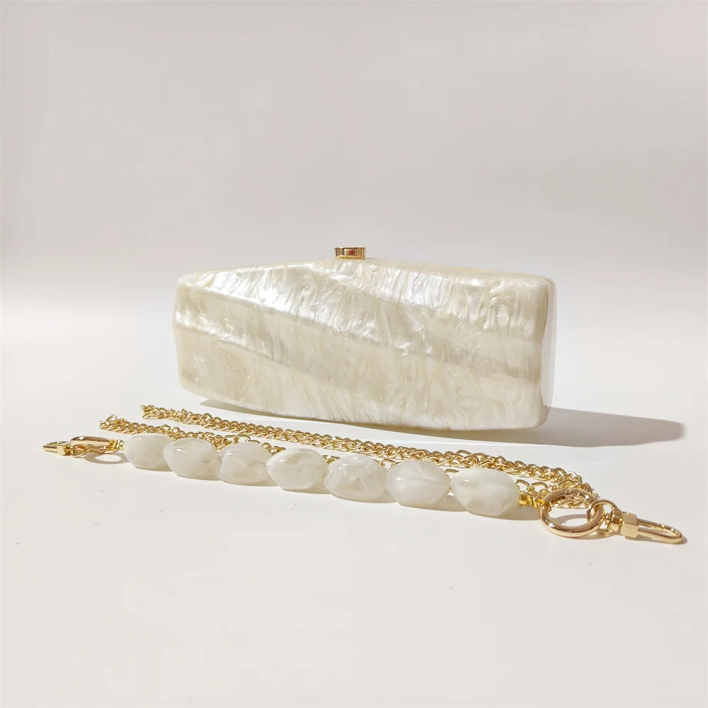 Pearl Marble Acrylic Box Clutch
