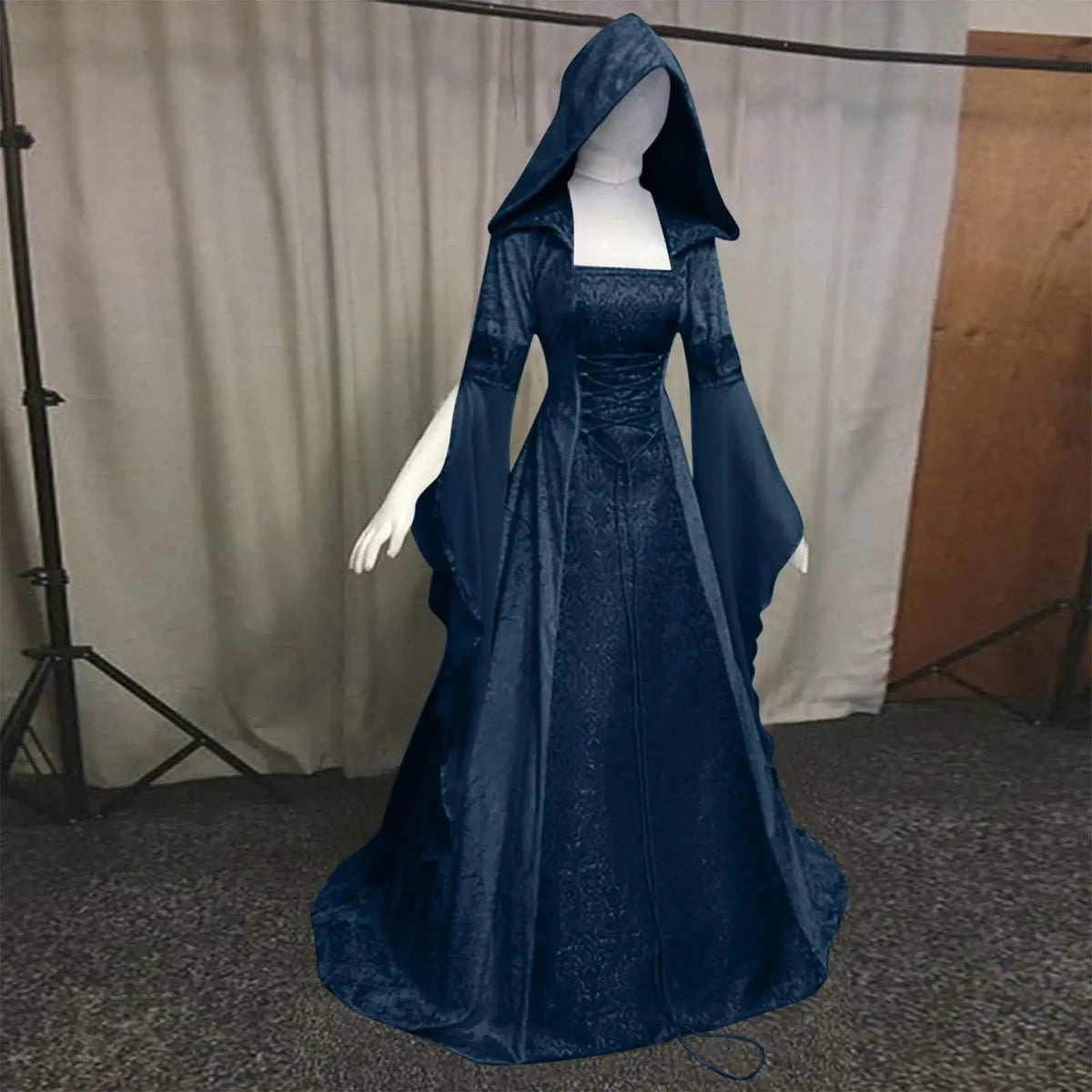 Women's medieval retro style wedding dress 8-color hooded waist dress cosplay