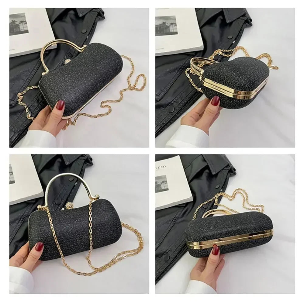 Wedding Bridal Beaded Women Evening Bag Dinner Bag Chain Shoulder Handbags Elegant Rhinestones Clutch Egg Shape Evening Bag