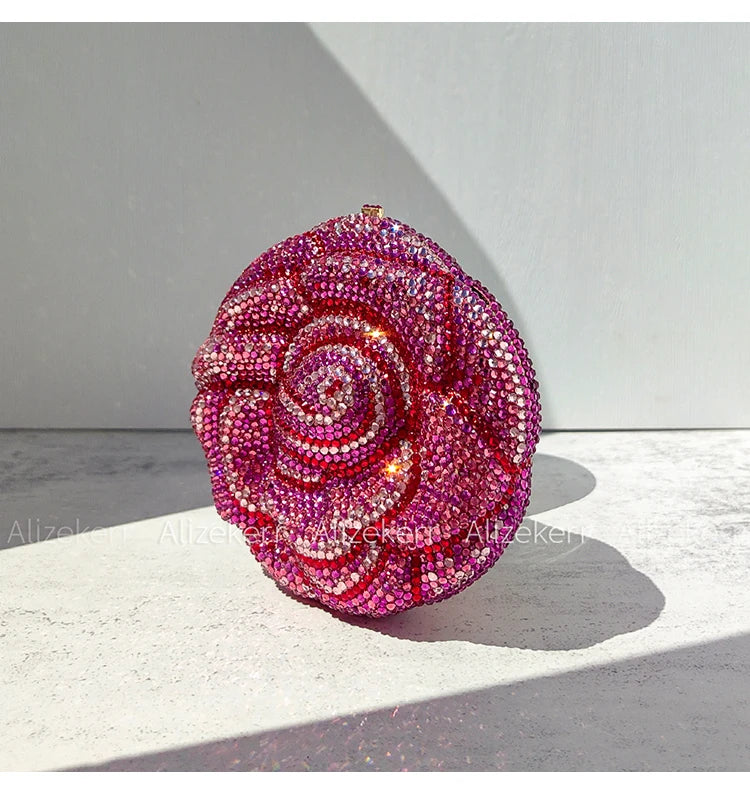 Rose-Shaped Flower Evening Clutch
