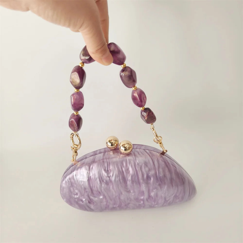 Oval Shell Acrylic Crossbody Clutch