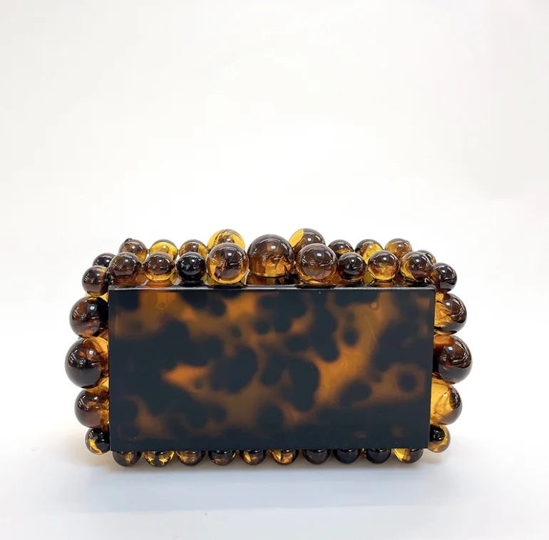 Leopard Acrylic Box Evening Clutch