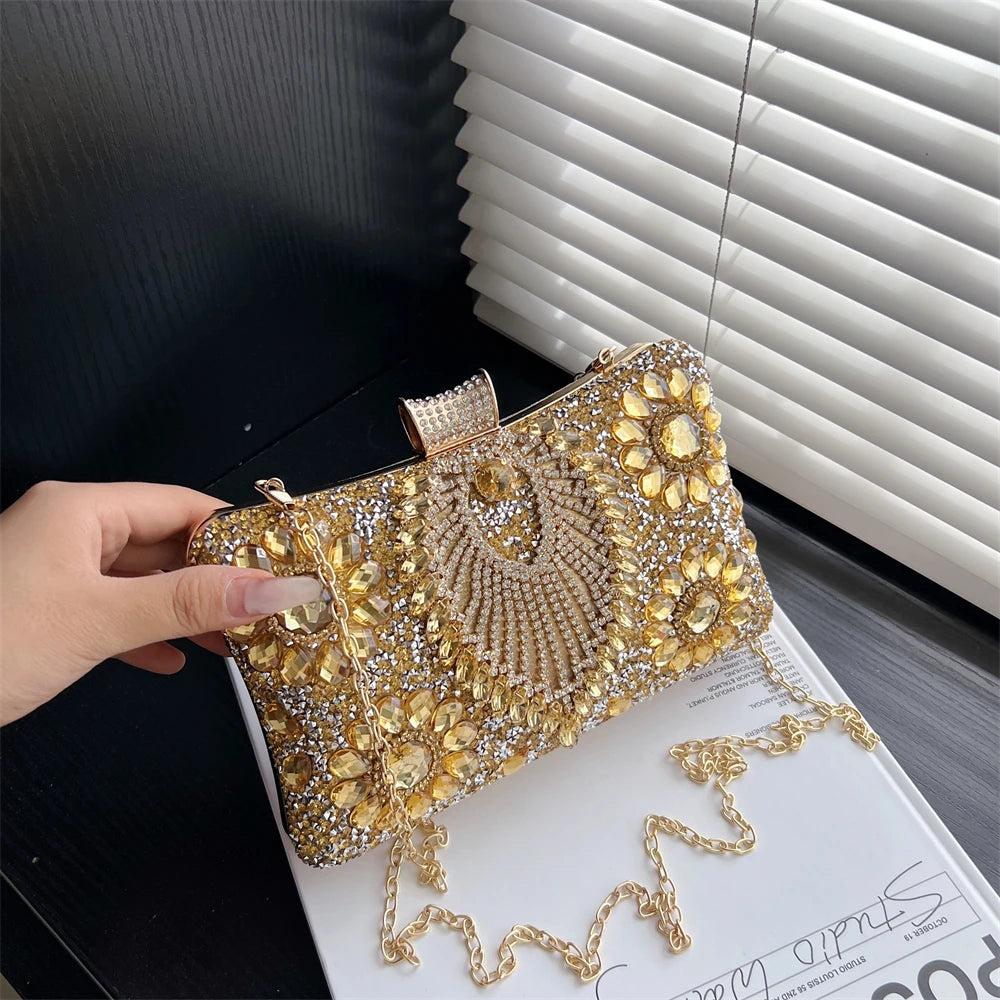 Rhinestone Gemstone Crossbody Clutch