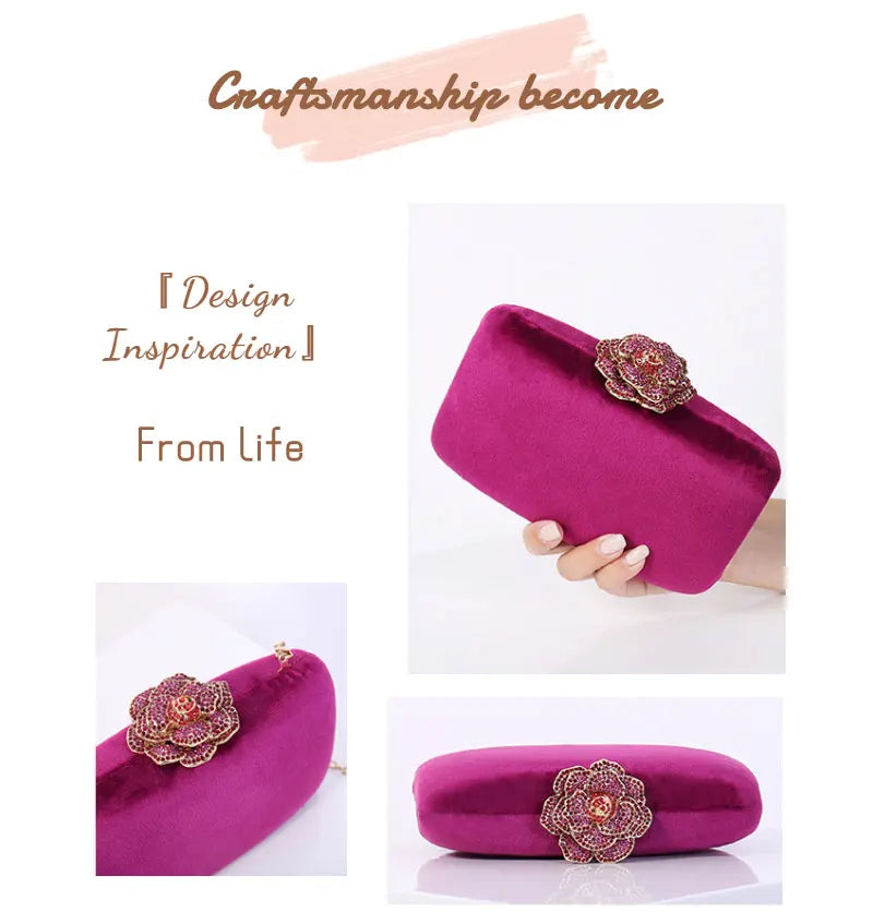 Fuzzy Tote Bag Bridal Party Clutch For Women Luxury Yellow Handbags Wedding Flannel Small Designer Bags Diamond Flower Purses