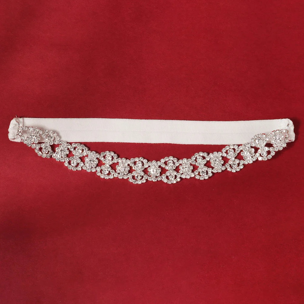 Rhinestone Wedding Garter Bride Accessories Women Silver Color Crystal Flower Bridal Suspenders for Party Dresses Gift
