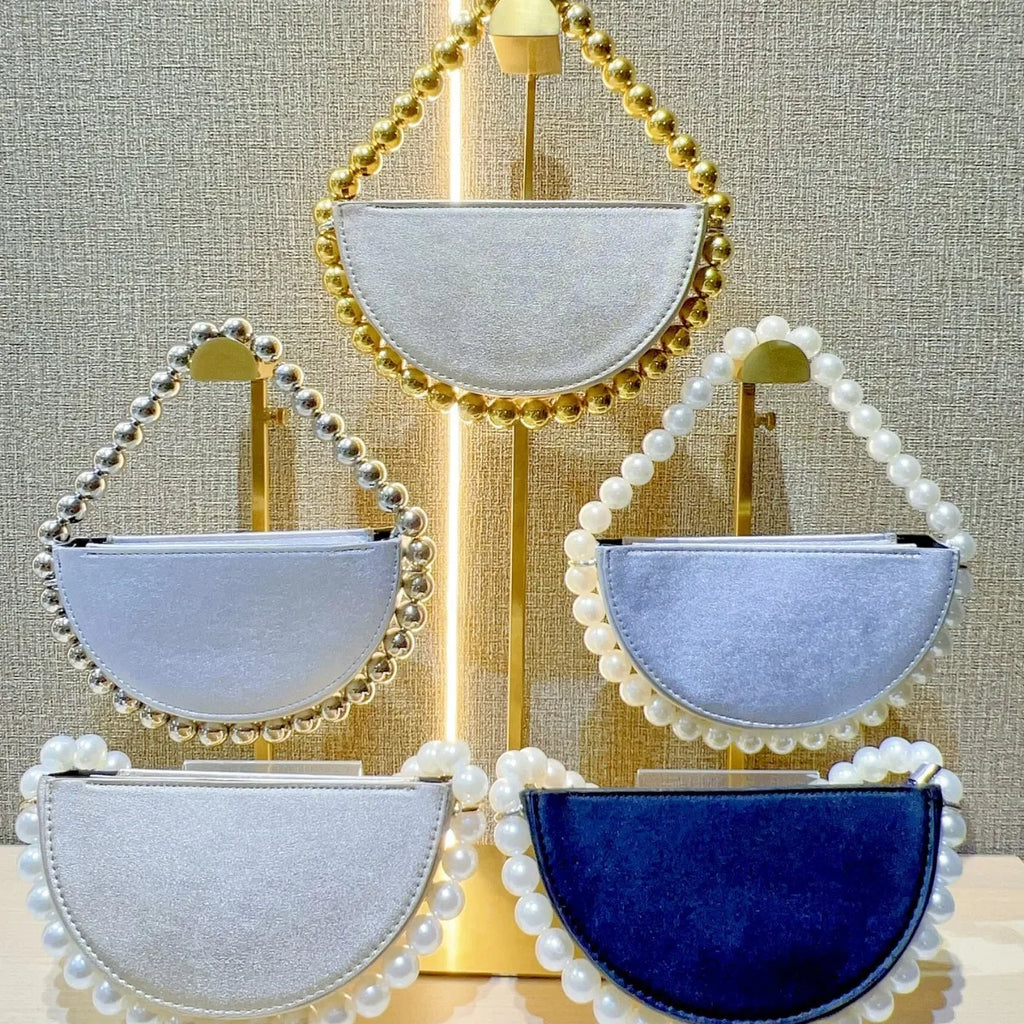 XIYUAN Women Beaded Evening Bags Wedding Party Purse Female White Pearl Dress Bag Ladies Fashion Gorgeous Handbag Bridal Clutch