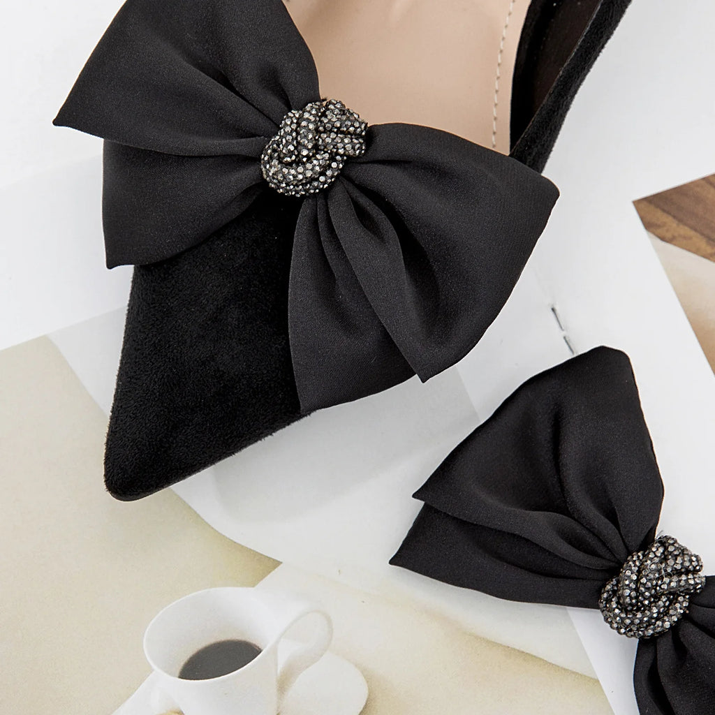 【1pair】shoe charms flower black designer charms for ladies heels shoe jewelry accessory for shoes woman buckle for bridal shoe