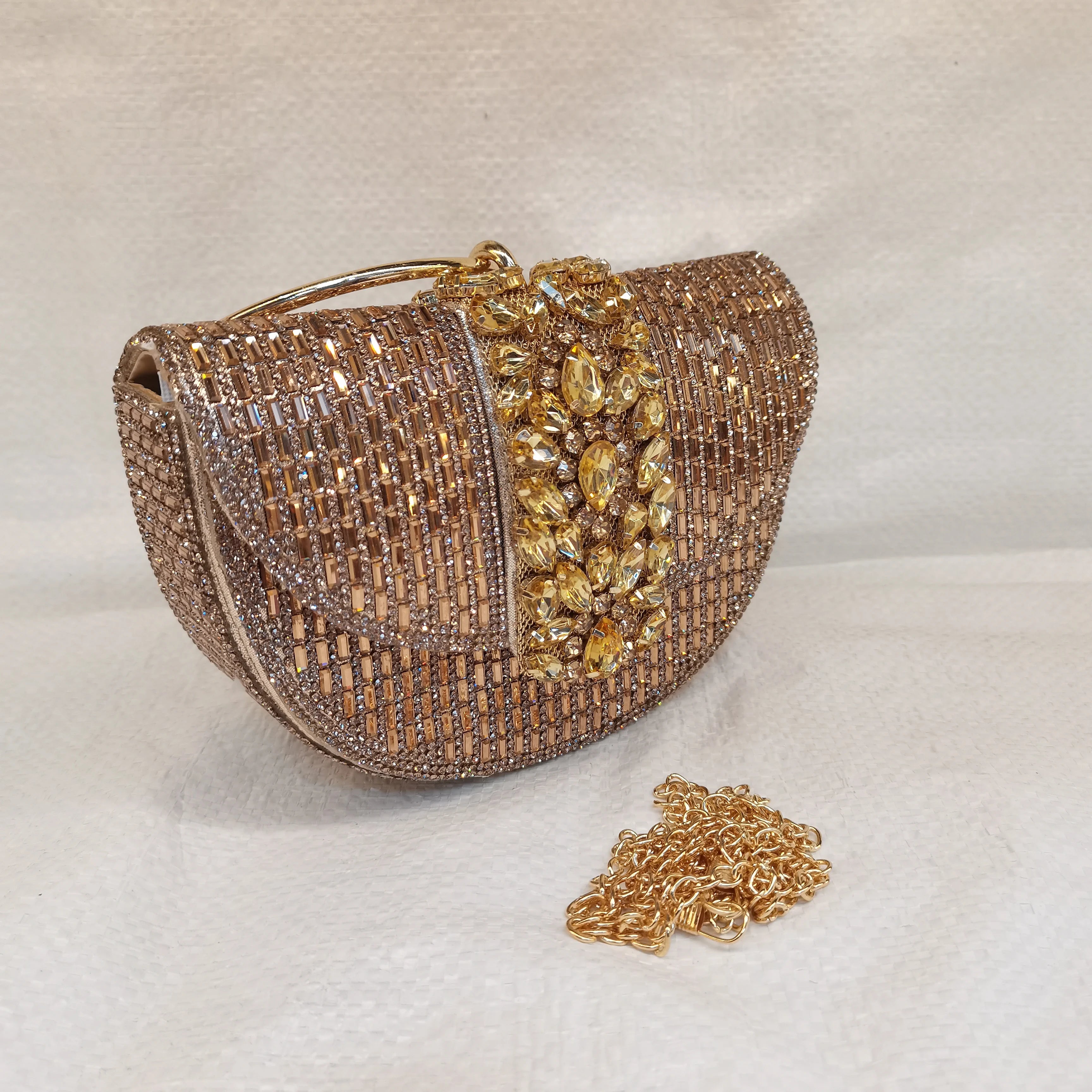 Pretty Rhinestone Clutch Evening Bag Women Wedding Party Purse Evening Banquet Round Bag European Exquisite Bridal Purse Para