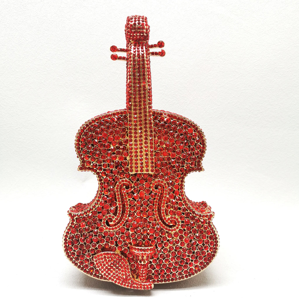 XIYUAN Women AB Silver Gold Blue Green Pink Champagne Red Grey Diamond Handbag Wedding Party Guitar Crystal Bridal Purse Bag