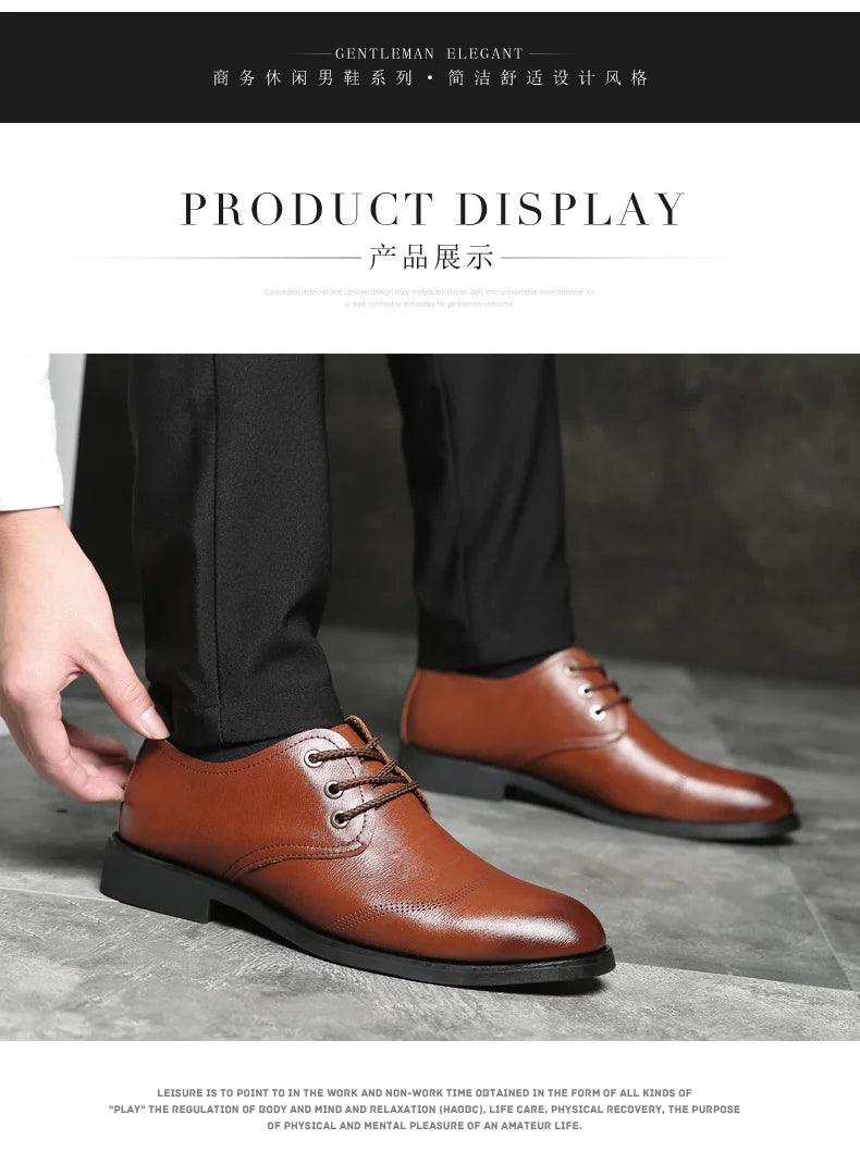 Mens Formal Business Oxford Shoes Classic Leather Dress Shoes for Wedding and Office