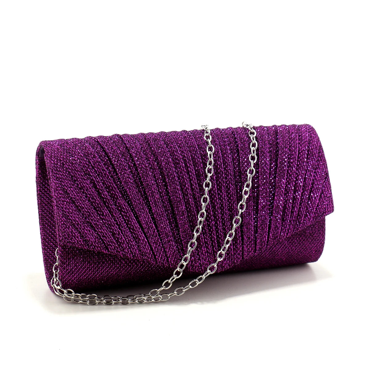 Ruched Sequined Envelope Clutch