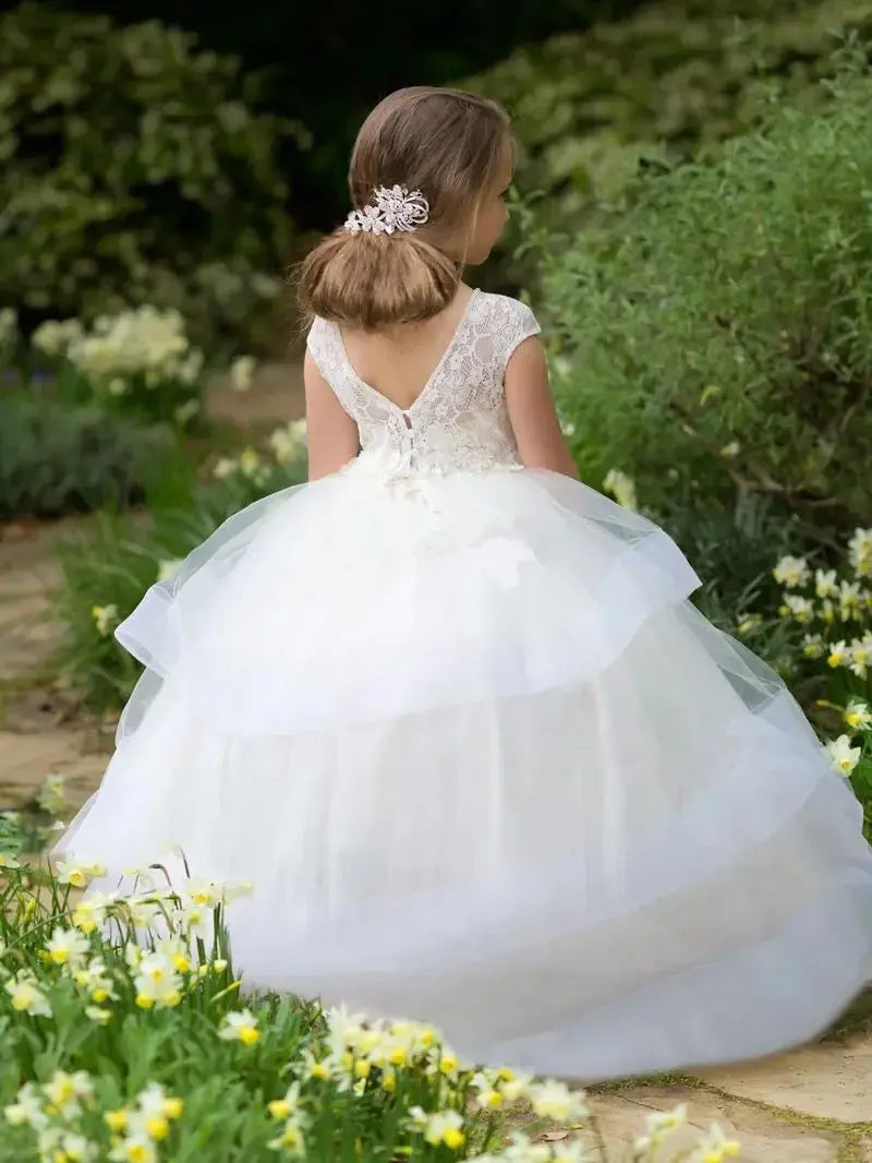 Layered Tulle Sequin Flower Girl Gown