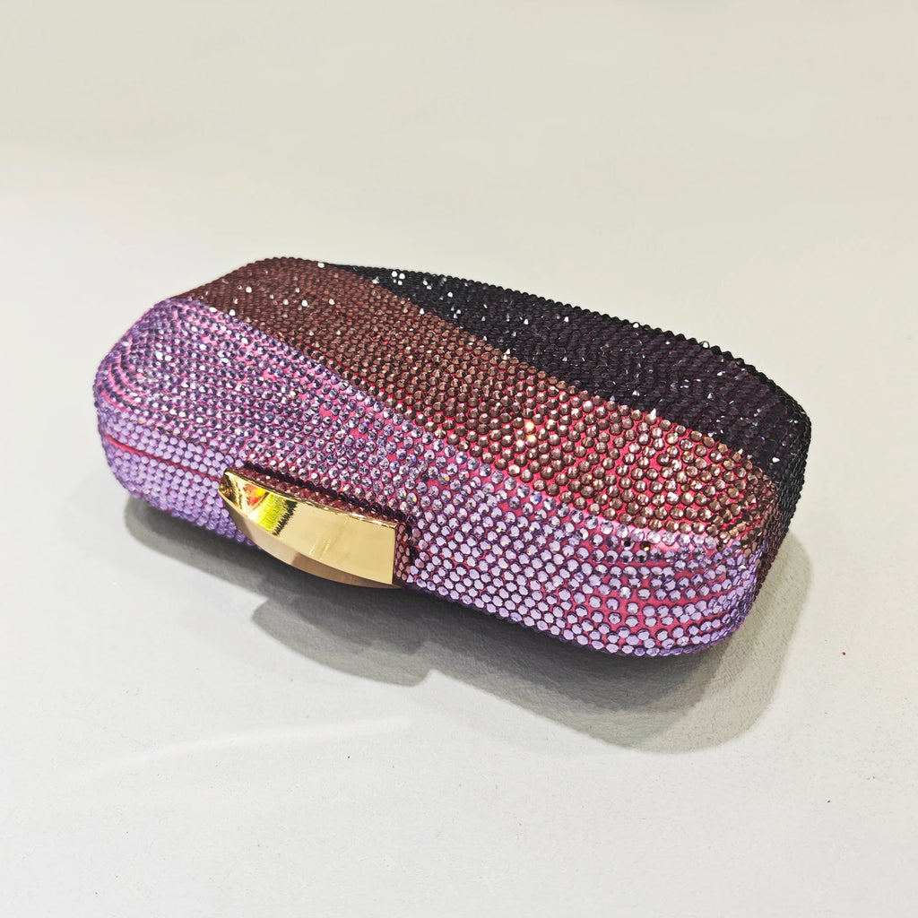 Women Blue/Pink/Green/GOLD Crystal Clutch Evening Bags Metal Hollow Box Minaudiere Handbag Bridal Purse Wedding Party Clutches
