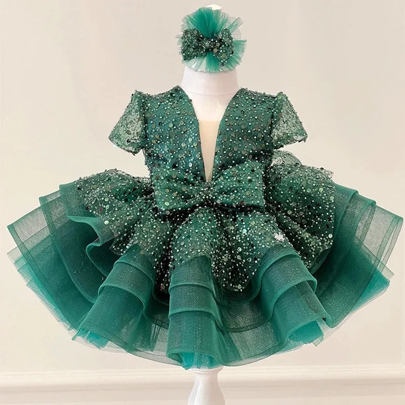 Sequined Ball Gown Flower Girl Dress