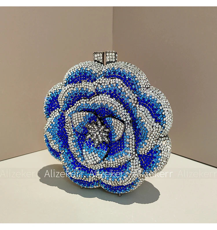 Rose-Shaped Crystal Bridal Clutch