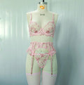 Women Lingerie Set Sheer Mesh Babydoll Lace Garter Belt Suspender Sexy Transparent Nightwear Valentine Day Bridal Honeymoon Suit
