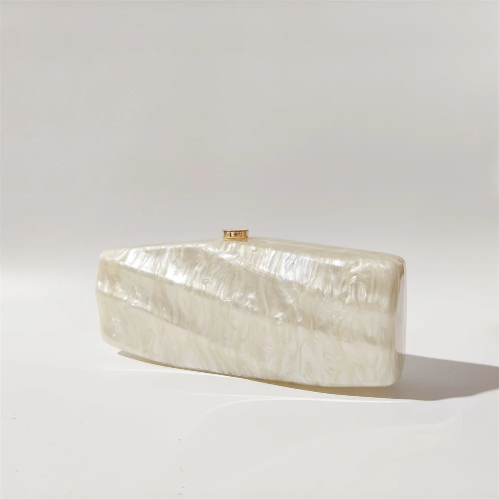 Pearl Marble Acrylic Box Clutch