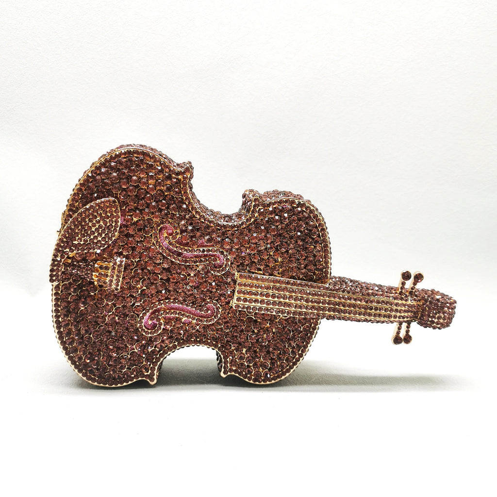 XIYUAN Women AB Silver Gold Blue Green Pink Champagne Red Grey Diamond Handbag Wedding Party Guitar Crystal Bridal Purse Bag