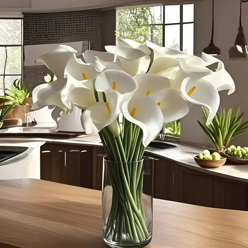 10PCS Artificial Calla Lily Flowers PU Fake Flowers for Weddings Bouquet Bridal Shower DIY Bridal Bouquets Home Party Decoration