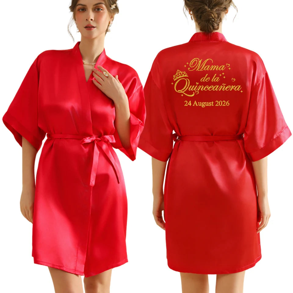 Personalized Text Logo Wedding Bathrobe Bridal Robe Bride Bridesmaid Wedding Robes Woman Bachelorette Hen Party