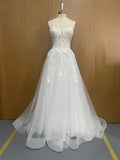 Elegant Lace Wedding Dresses for Women 2024 Sleeveless Deep V-Neck Sparkly Bridal Gowns Sweetheart Wedding Gown for Women Luxury