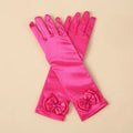 29cm Children Long Gloves Princess Dance Performance Stage Party Wedding Glove Satin Bow Full Finger Mittens Birthday Gifts G332