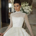 Glamorous Wedding Dresses Gorgeous Bridal Gowns Beading Appliques High Neck Full Sleeves Exquisite Vestidos De Novia Customized