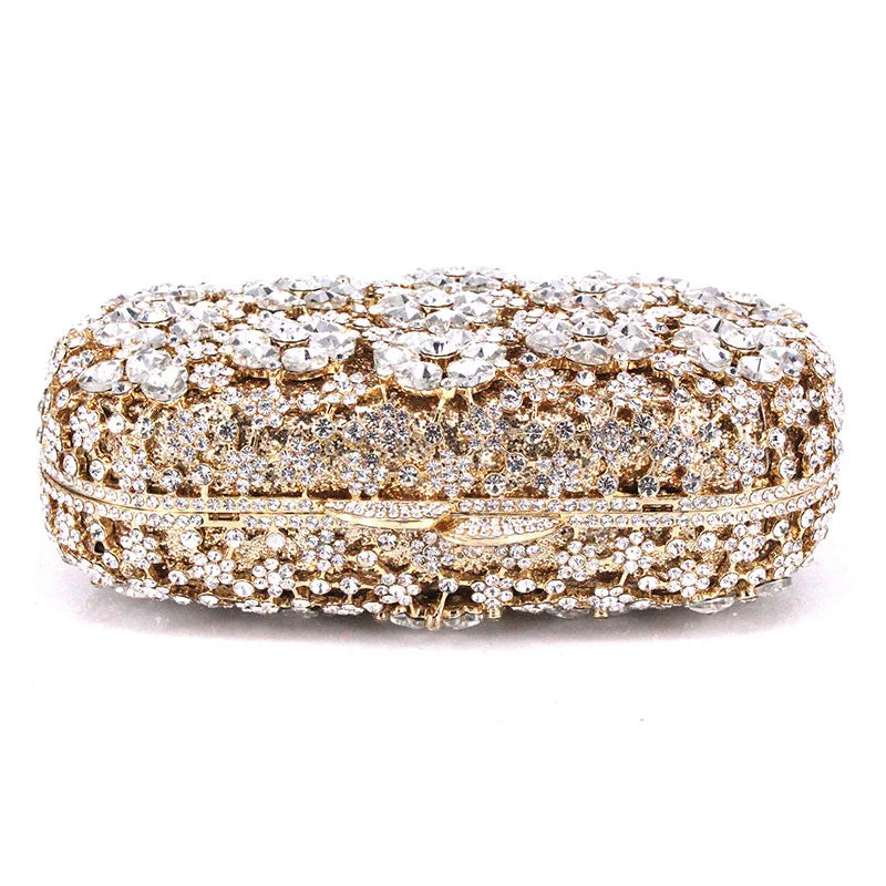 XIYUAN Women Muti-Colorful Luxury Designer Diamond Handbag Classic Flower Crystal Evening Bags Wedding Party Purse Bridal Clutch