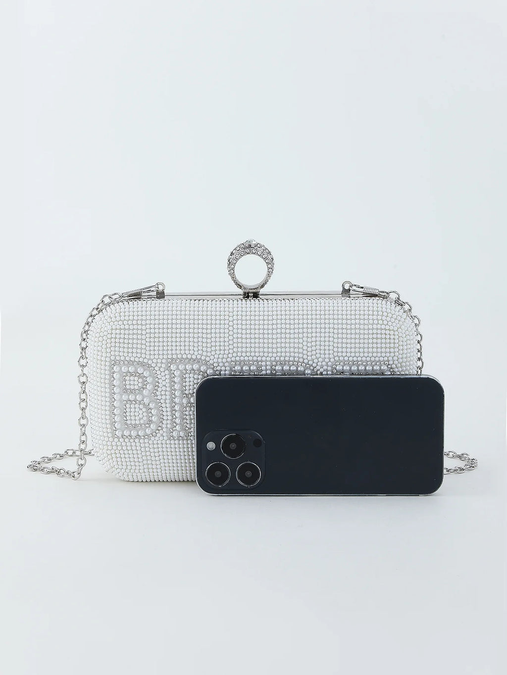 Pearl BRIDE Clutch Purse White Rhinestone Shoulder Handbags Bridal Wedding Evening Bag Ladies Party Decoration MRS Gift Present
