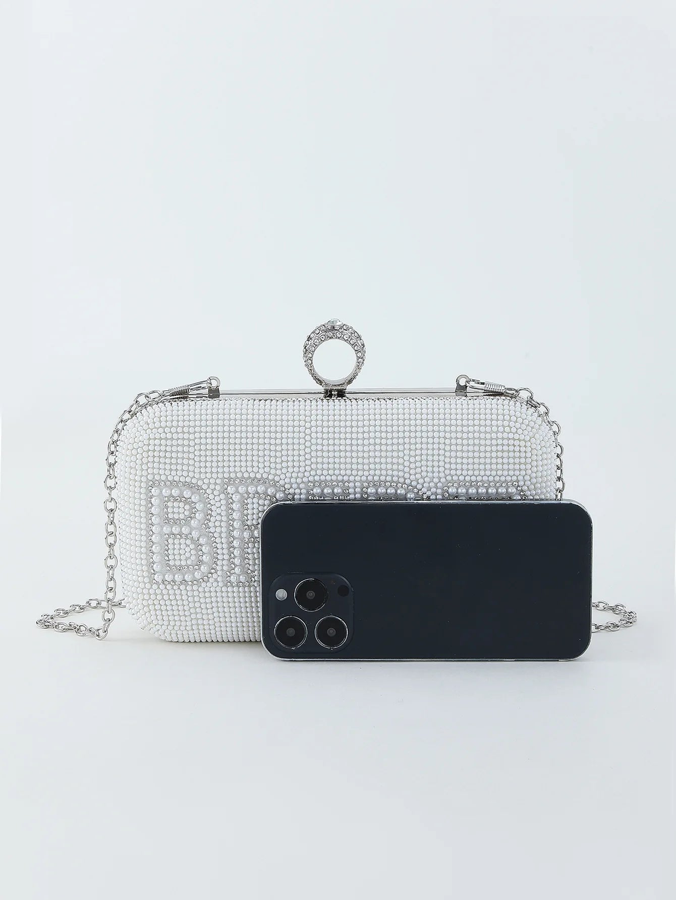 Pearl BRIDE Clutch Purse White Rhinestone Shoulder Handbags Bridal Wedding Evening Bag Ladies Party Decoration MRS Gift Present