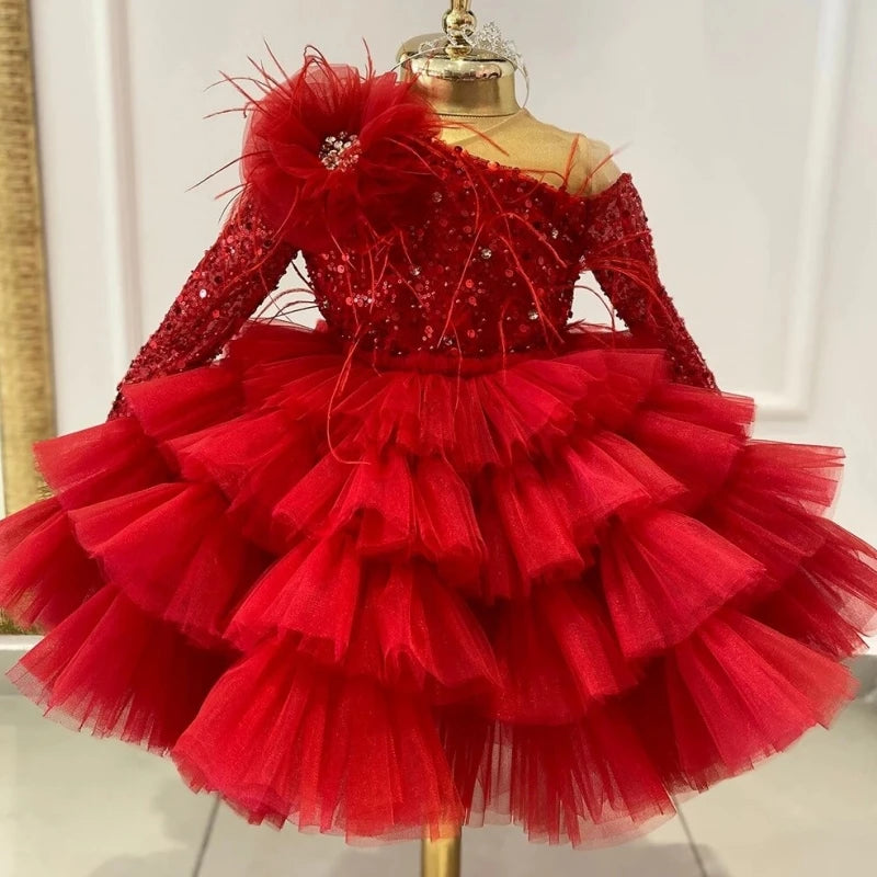 Sequined Organza Flower Girl Ball Gown