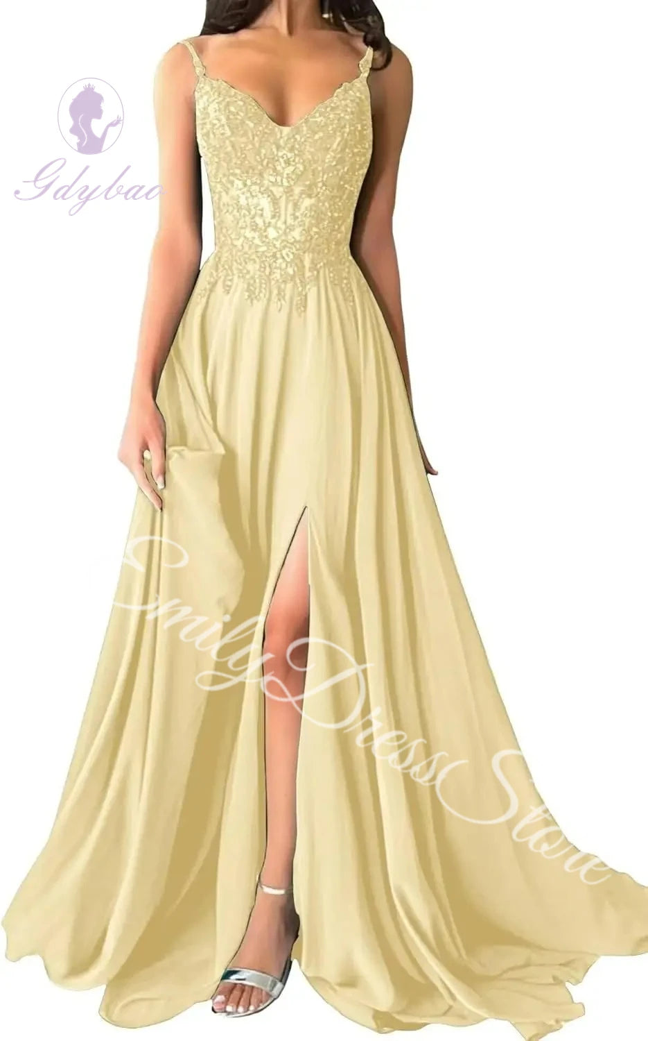Green Chiffon Evening Dress Women Elegant Applique Suspenders Deep V-neck Backless Bridal Formal Long Ball Gowns Pageant Dress