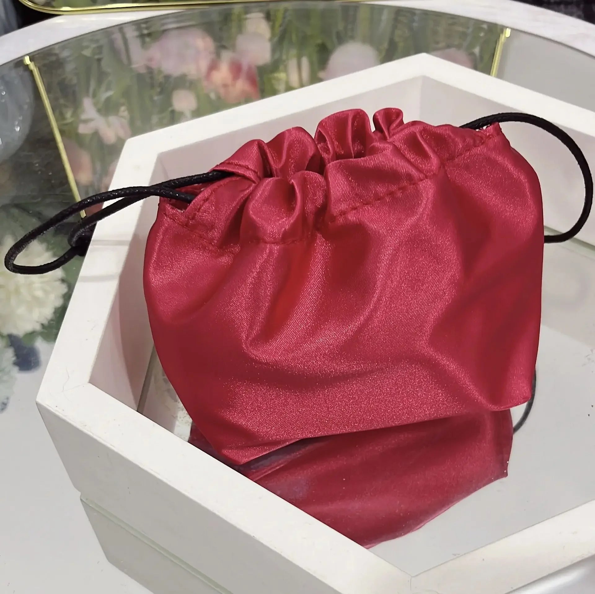 3D Floral Soft PU Leather Women Small Bucket Handbag Wedding Purse Dress Party Evening Bridal Clutch Bag