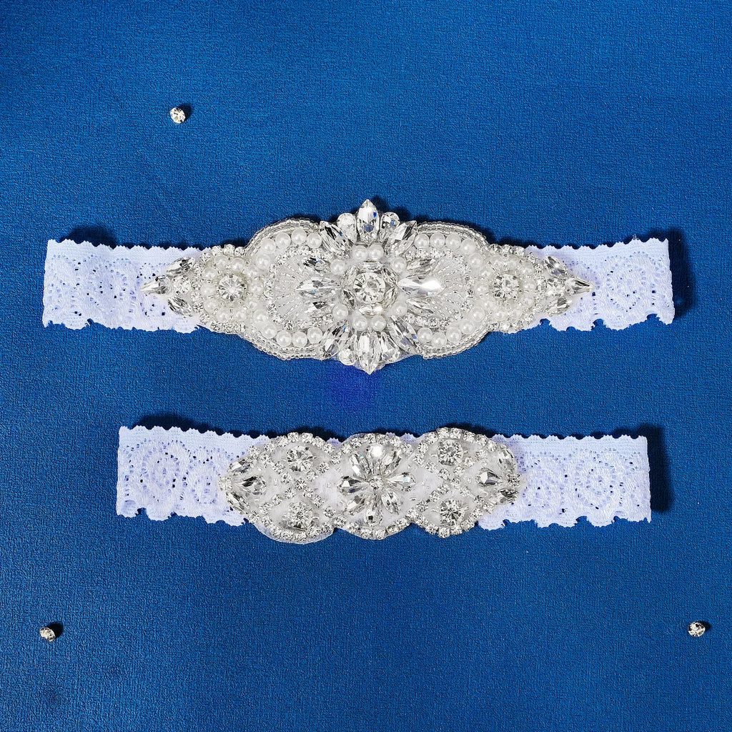 Rhinestone Wedding Garter Bride Accessories Women Silver Color Crystal Flower Bridal Suspenders for Party Dresses Gift