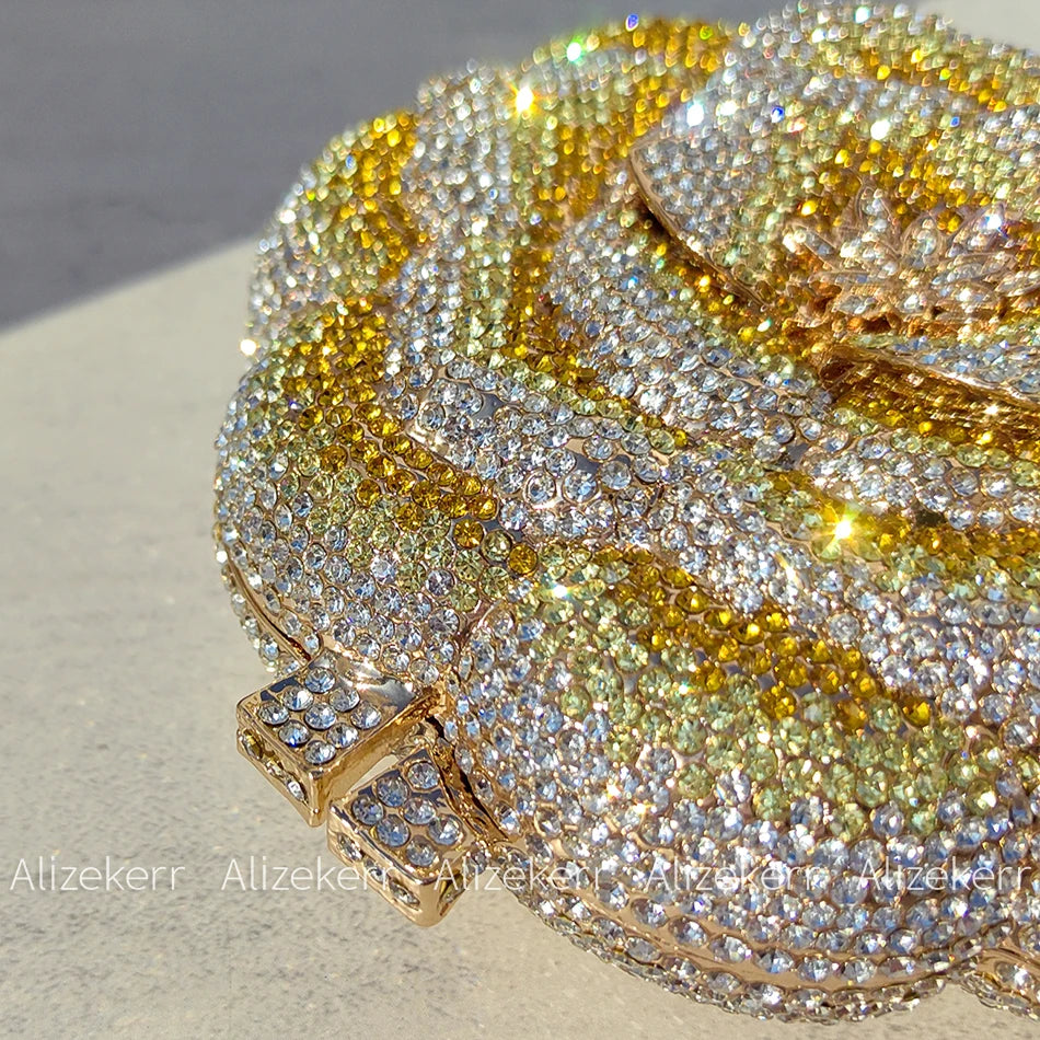 Rose-Shaped Crystal Bridal Clutch