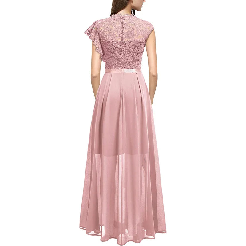 3D Flower High Slit Bridesmaid Dress