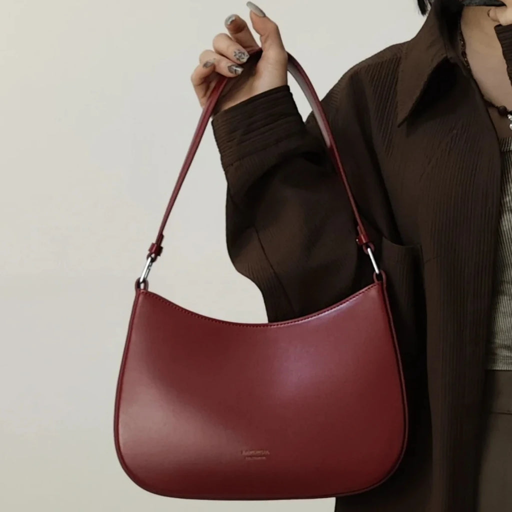 Women Red Baguette Bag Underarm Shoulder Purse Chic Bridal Handbag Designer Style