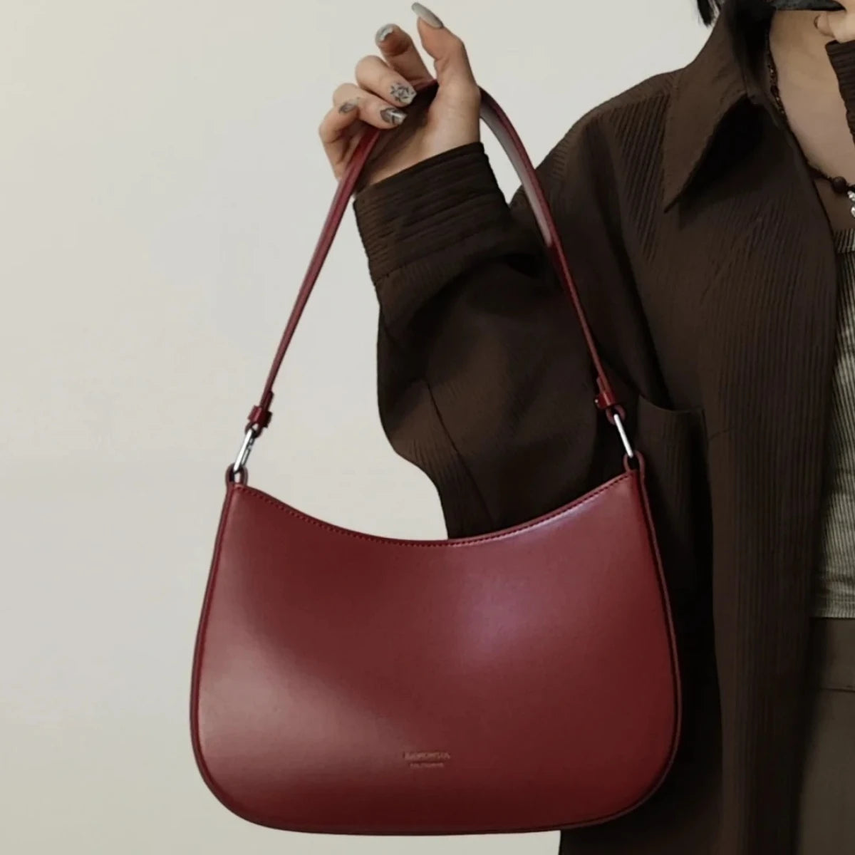 Women Red Baguette Bag Underarm Shoulder Purse Chic Bridal Handbag Designer Style
