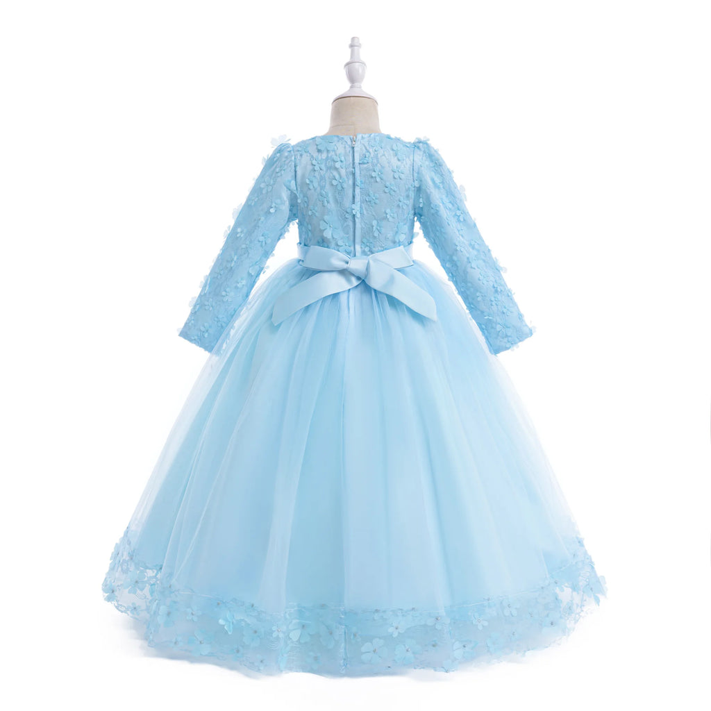 Long-Sleeve Lace Junior Bridesmaid Dress