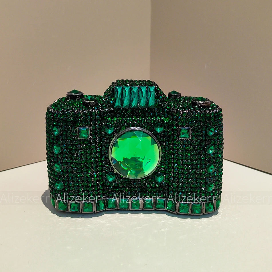 Camera-Shaped Diamond Evening Clutch
